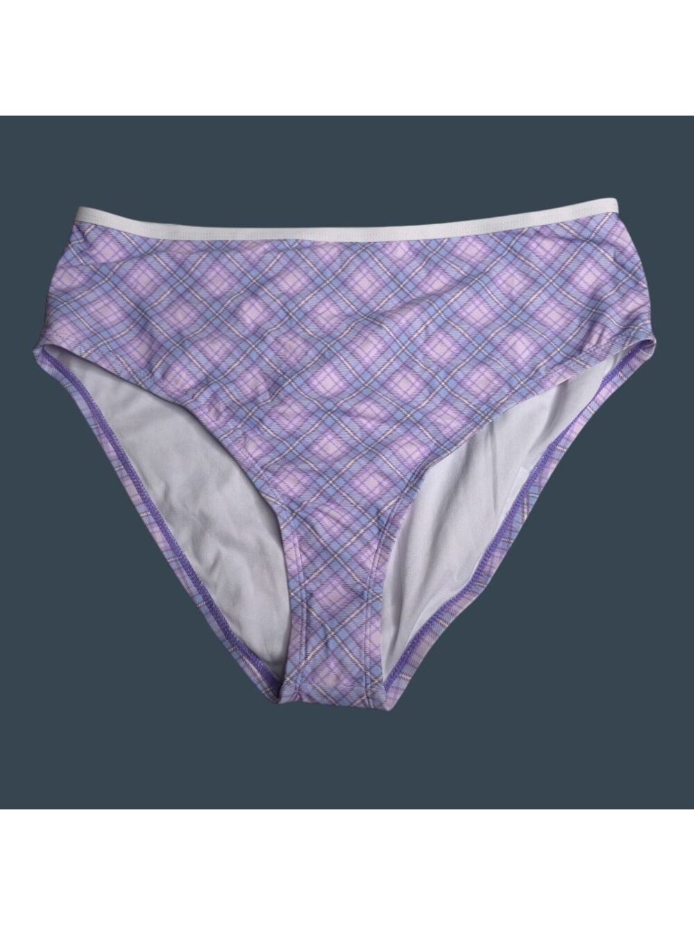 Hot Topic Womens Purple Plaid High-Waist Swim Bottoms 2X